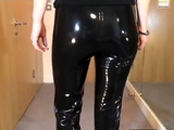 Sexy Latex Liquid Leggings with Red Stilettos Fetish