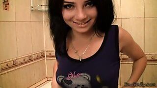 Emo babe masturbating in the bath