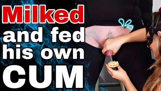 Frosting His Cake! Milked Ruined Orgasm & Fed Own Cum Cumshot Femdom Bondage Ballbusting CBT Real Homemade Milf Stepmom BDSM