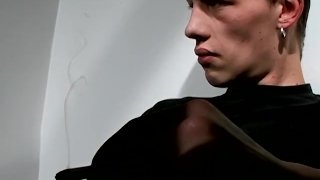 Chain smoking homosexual Jony passionately masturbates solo