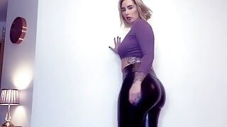 Big Ass Femdom Paige Turnah Wants You to Wank Your Cock While She Teases You in Wet Look Leggings Do Not Cum Until the End