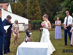 BRIDE4K. Blonde bride with natural tits enjoyed a good fuck on her kinky wedding